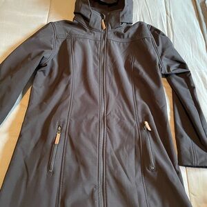 Black Hooded Zip-Up Coat